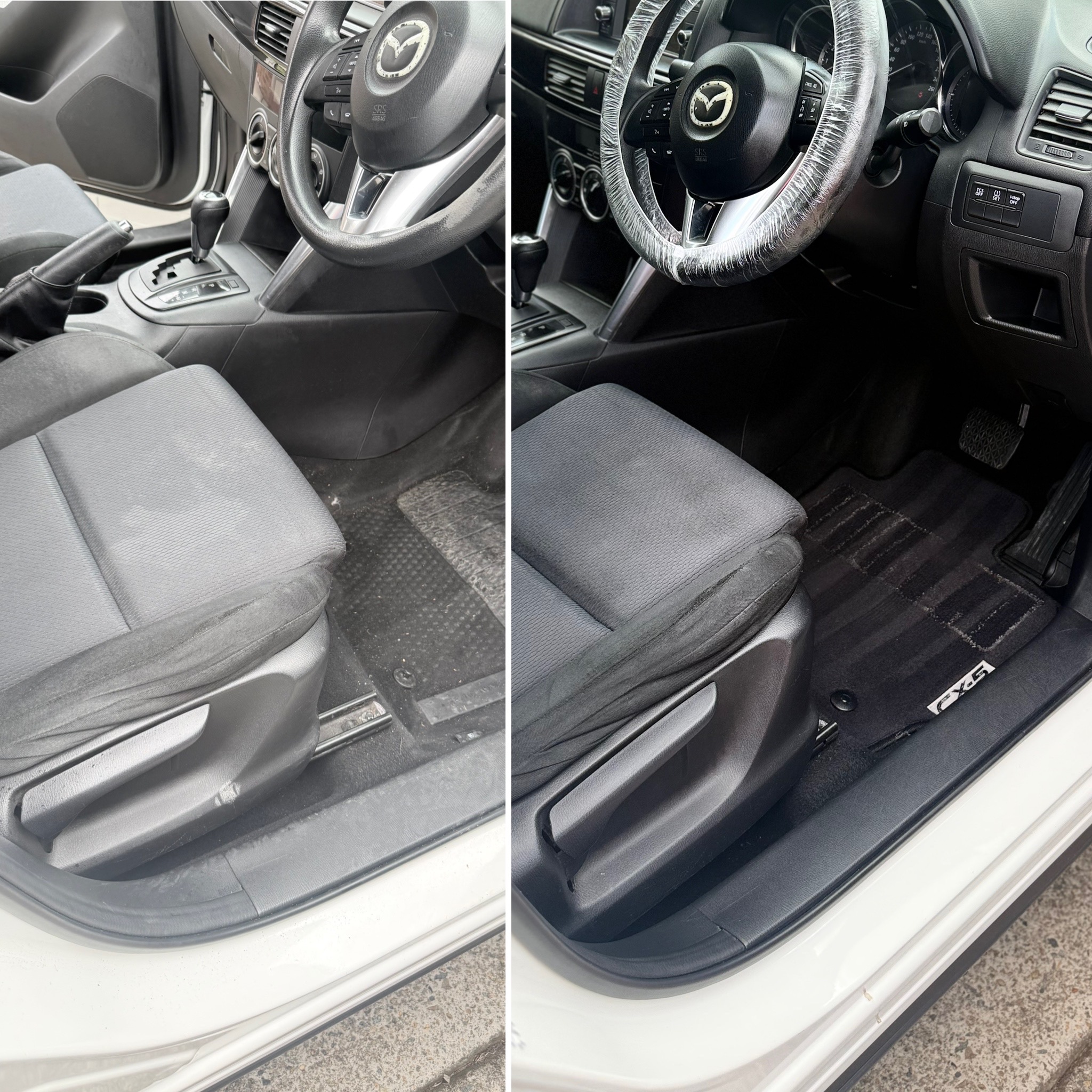 Mazda CX-5 interior detail before and after