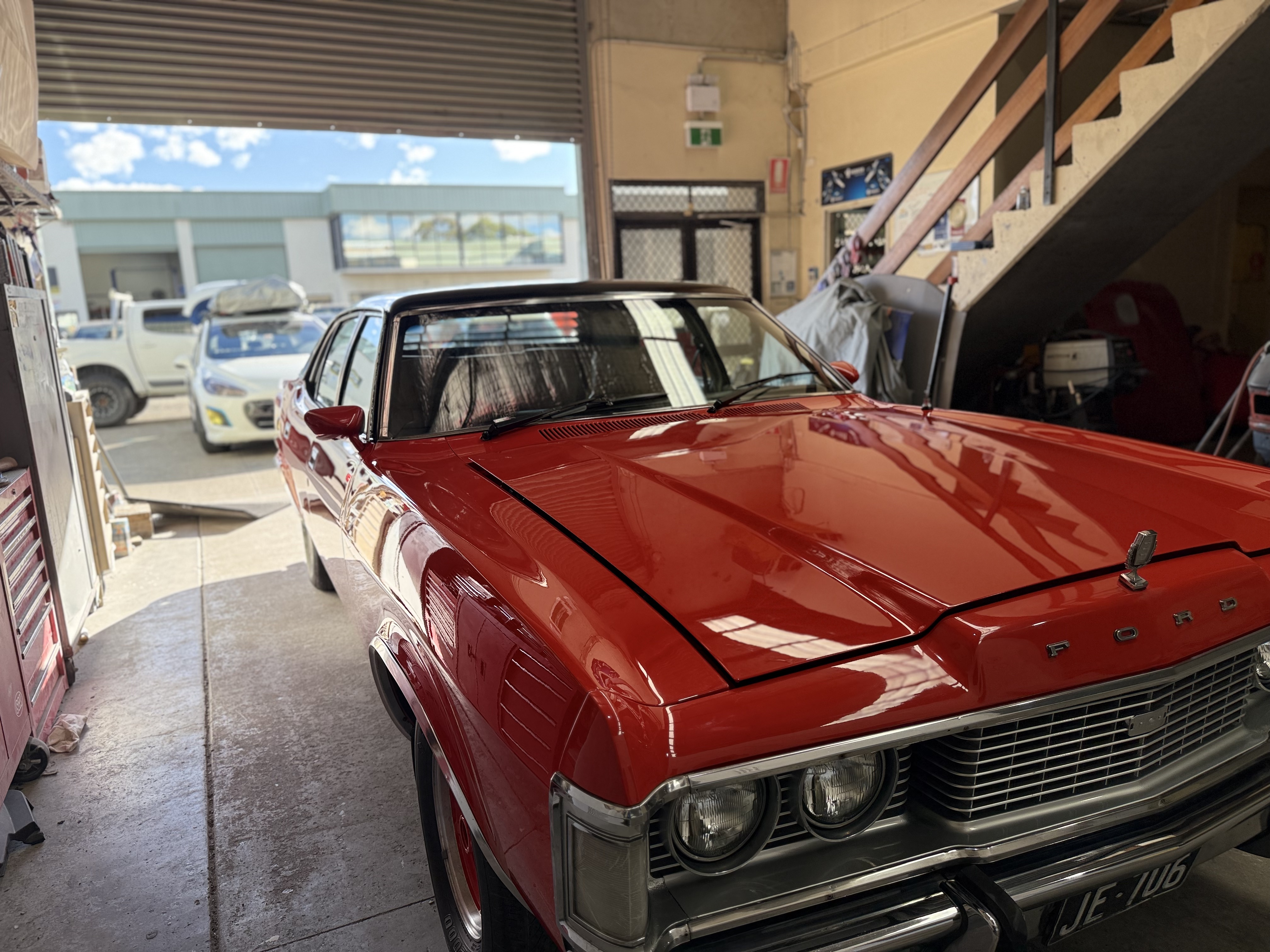 Red Ford Falcon classic muscle car detailed