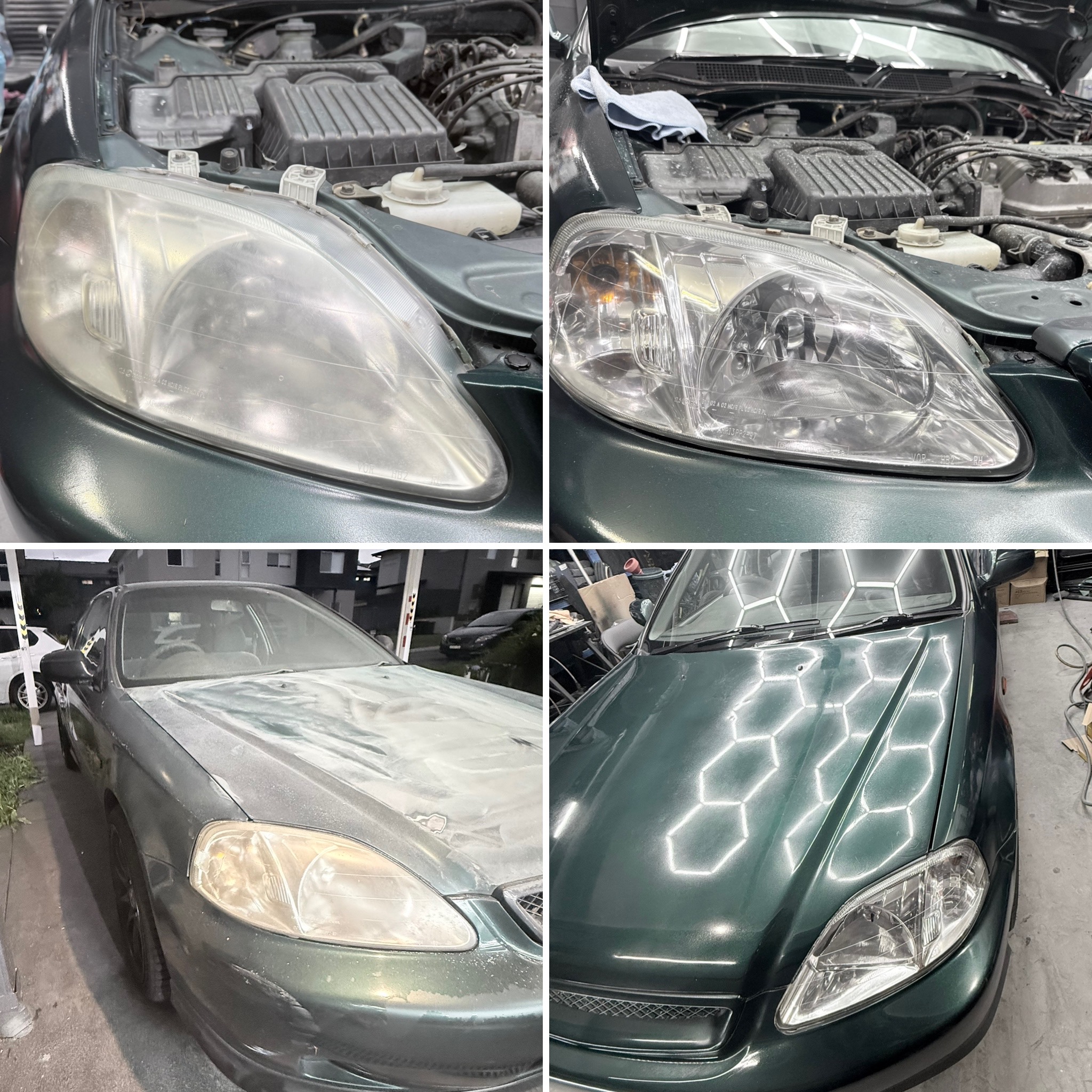 Headlight restoration and paint correction before and after