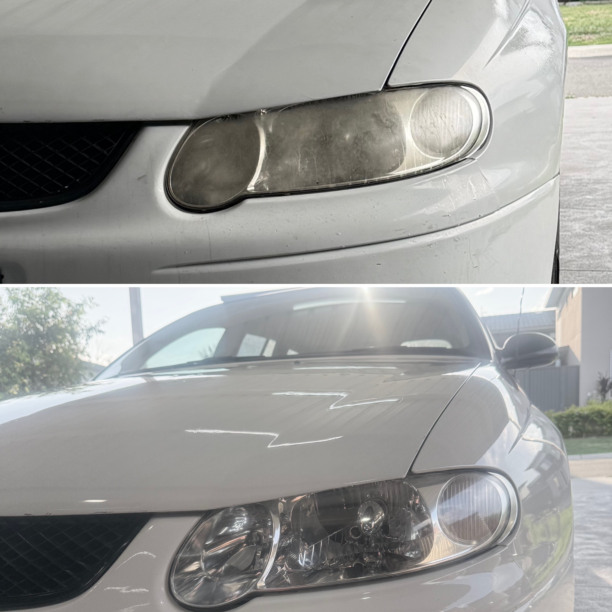 Holden headlight restoration and scratch repair before and after