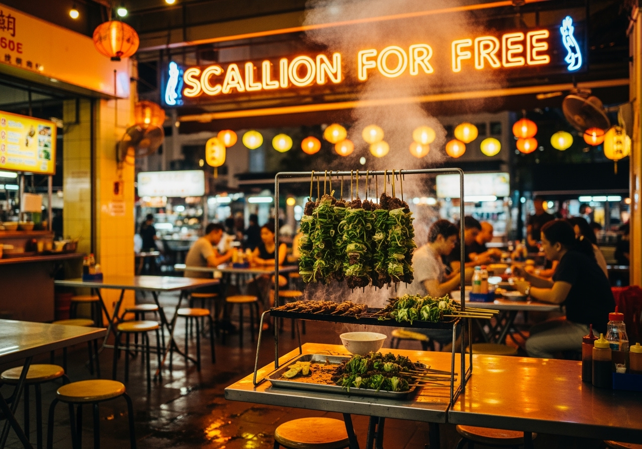 Scallion For Free grilled beef skewers with late night atmosphere
