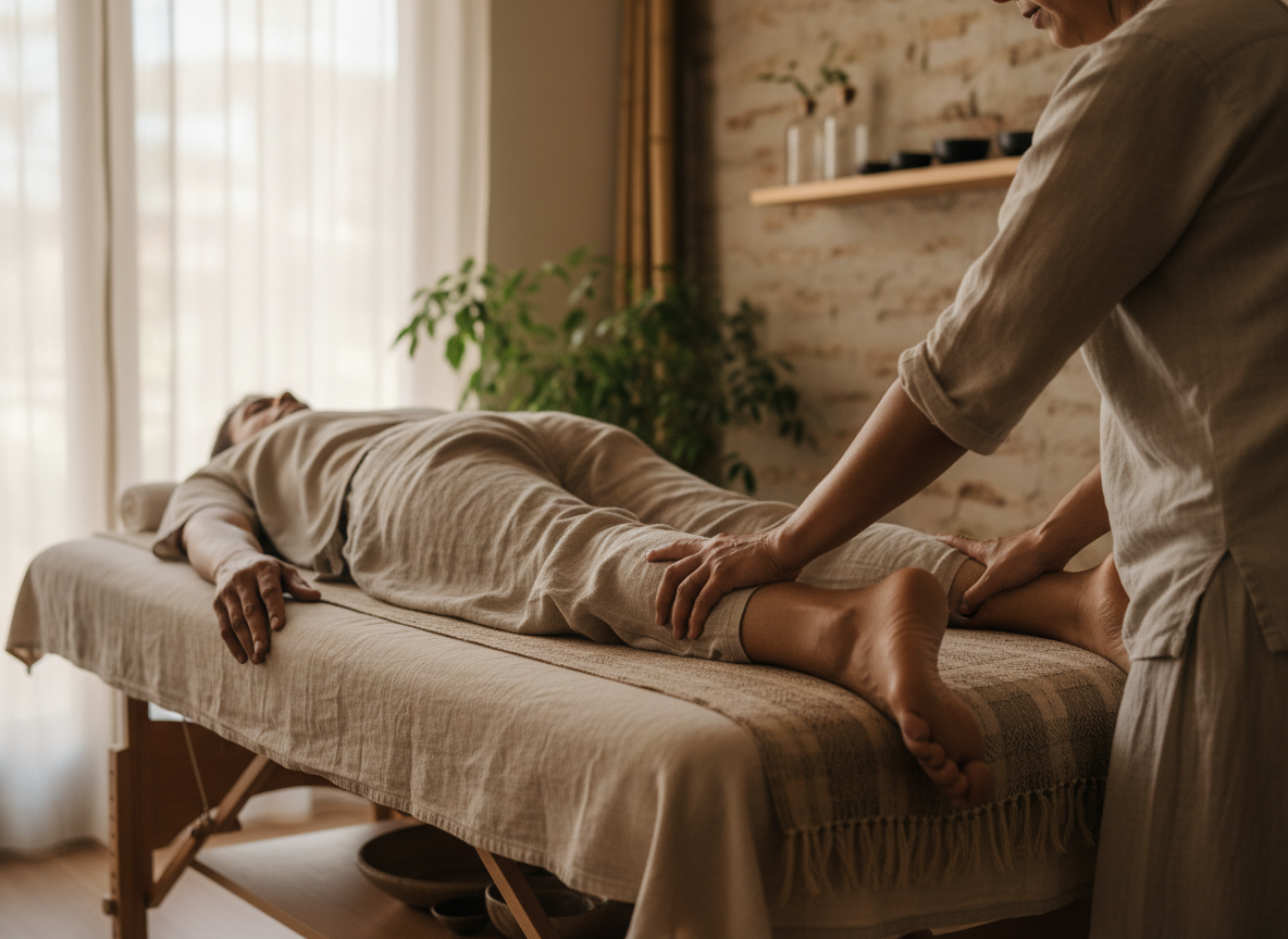 Kalari Bodywork – Druck- und Dehntechniken (Bild: KI-generiert)