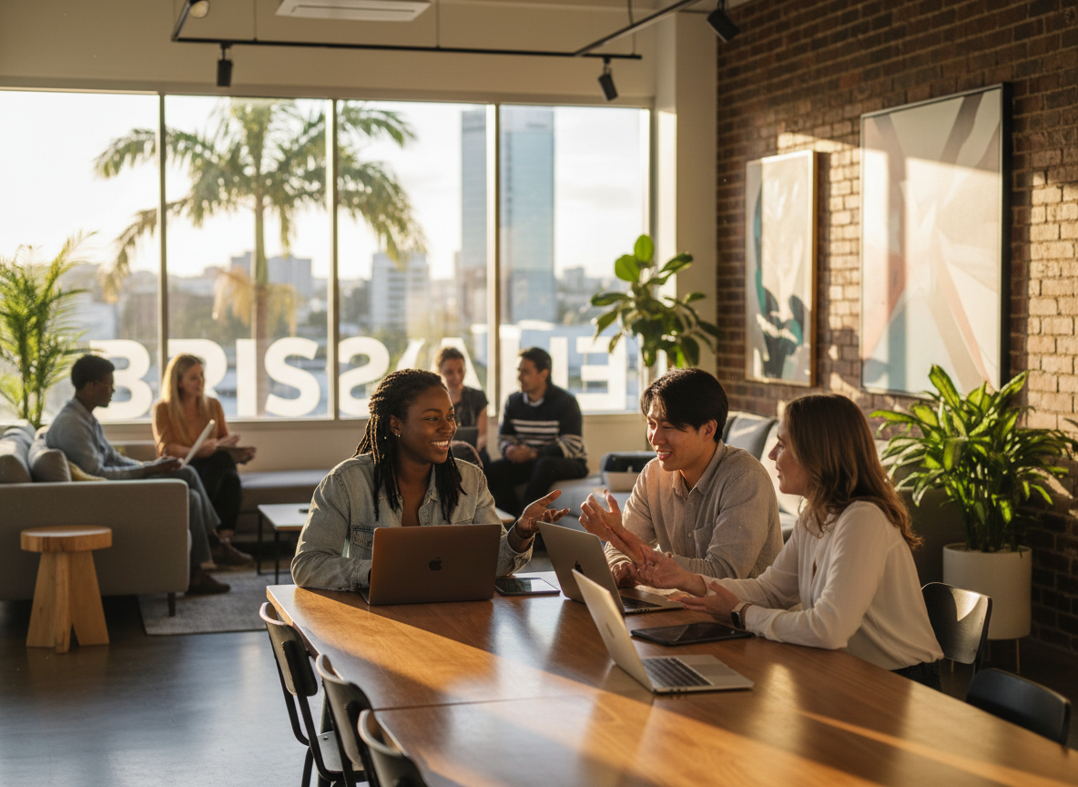 Young entrepreneurs collaborating