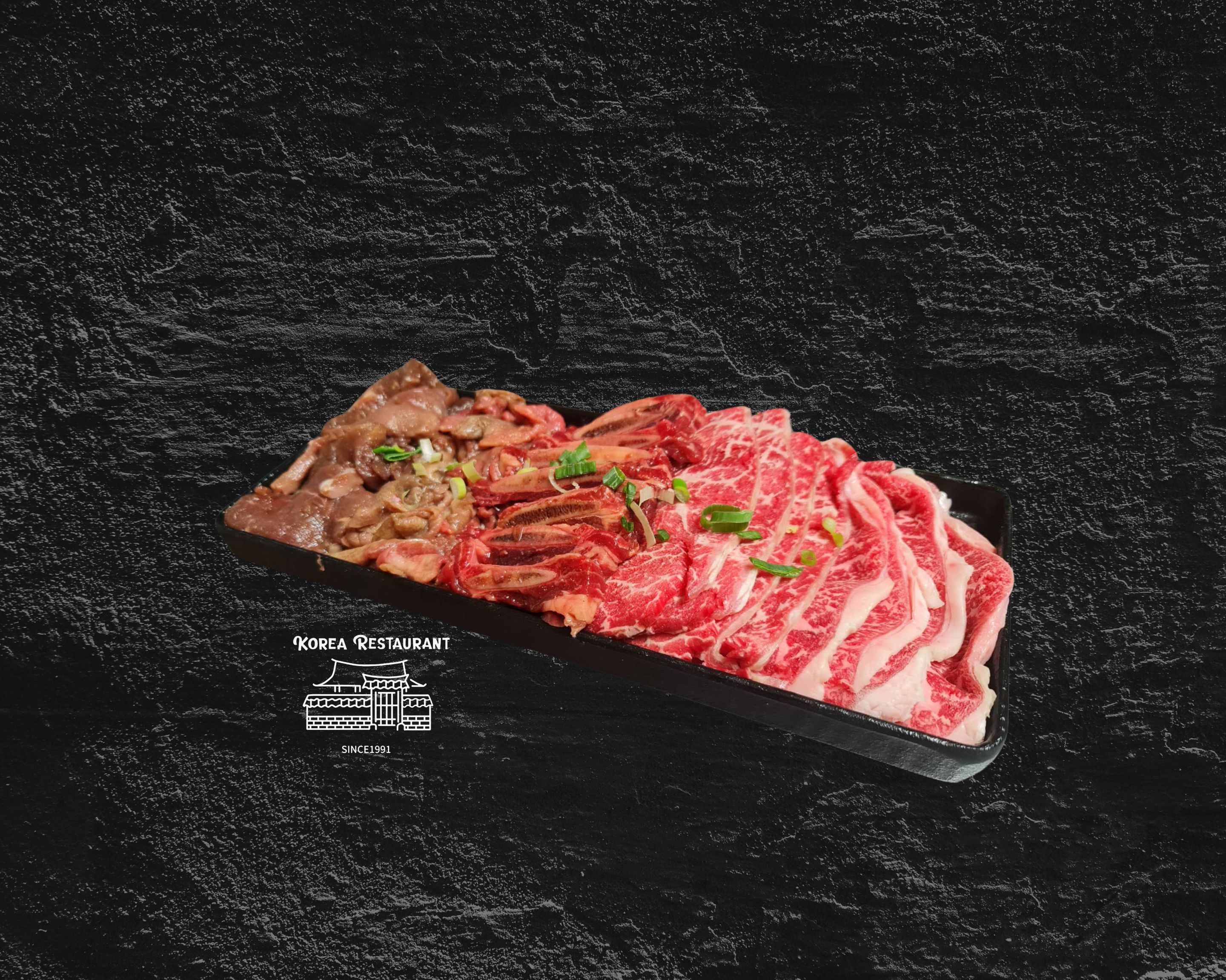 Beef platter with assorted premium cuts including wagyu and ox tongue