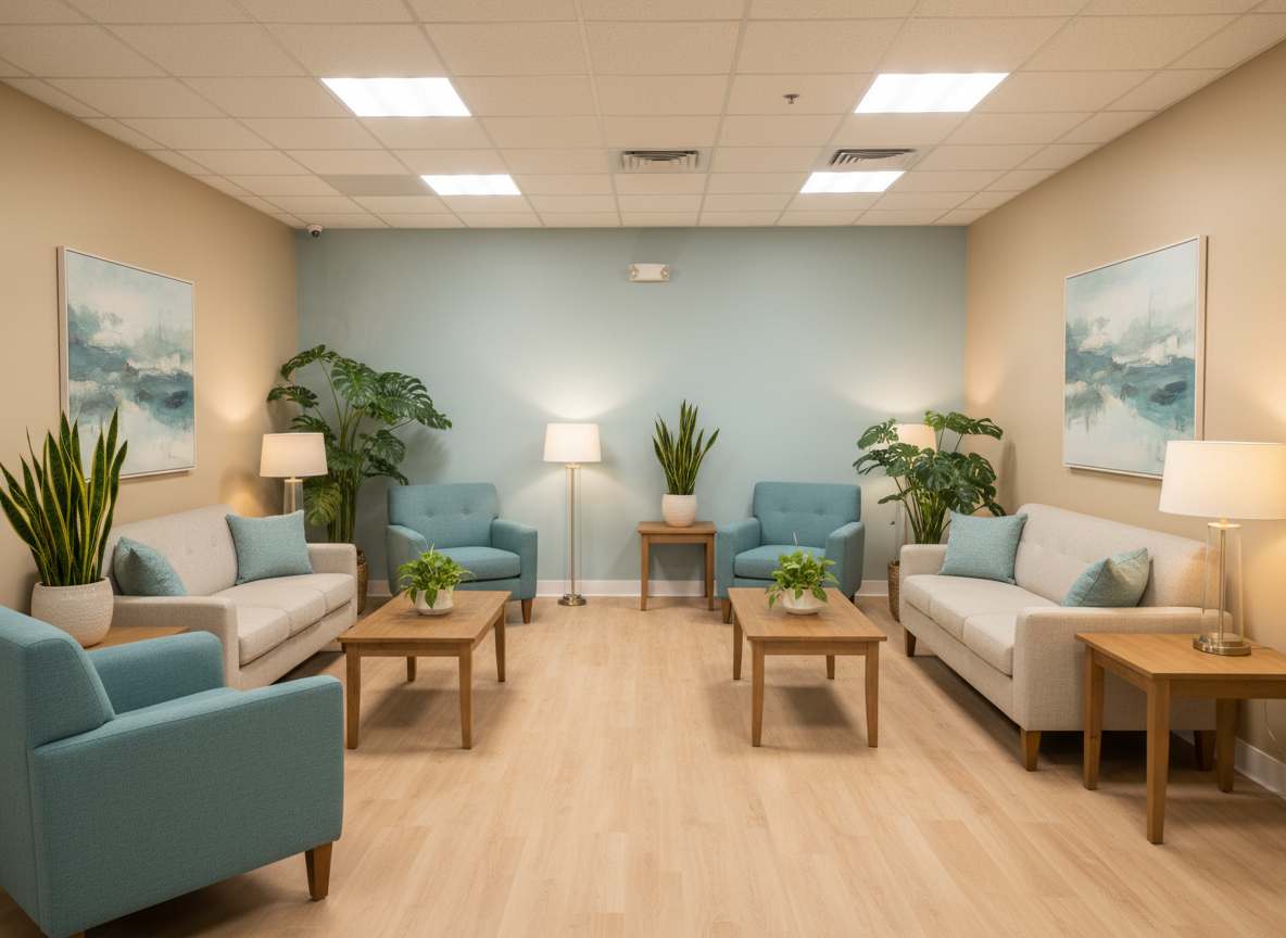 Calm clinic waiting area