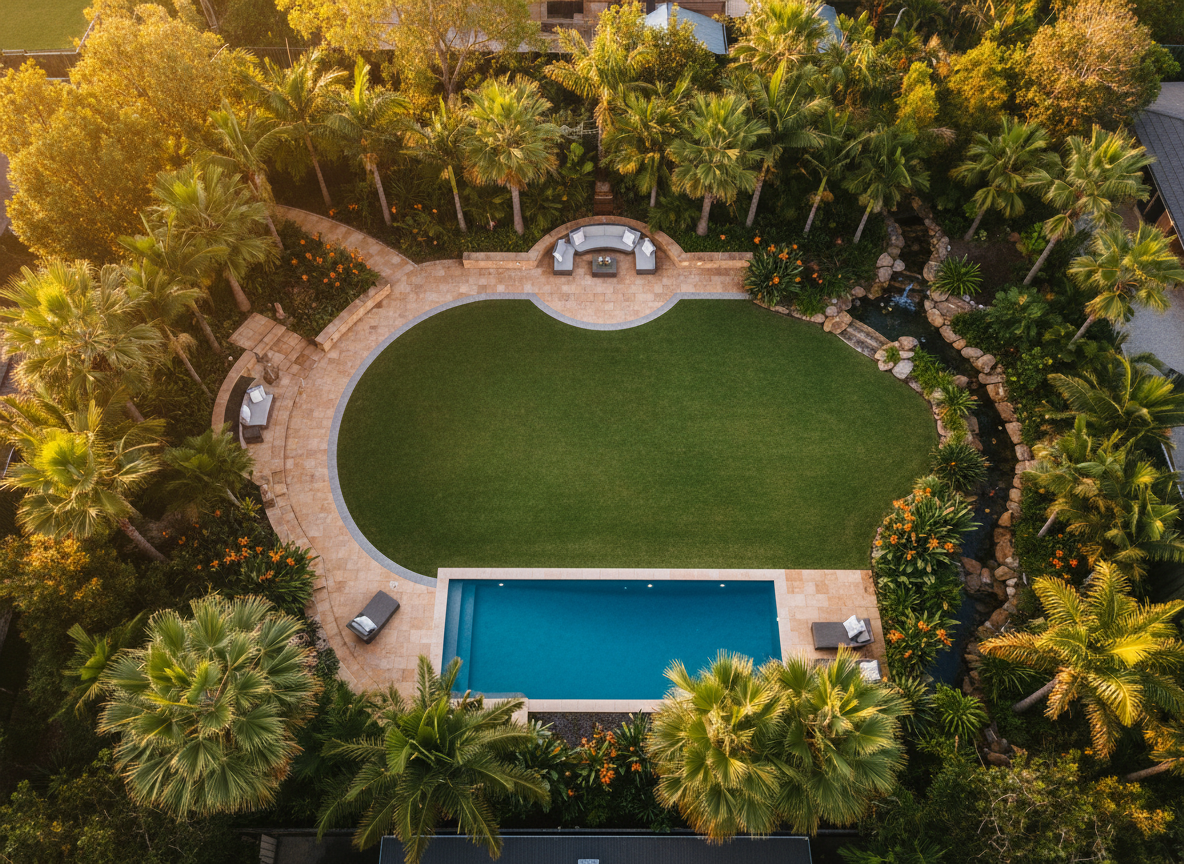 Beautiful landscaped backyard