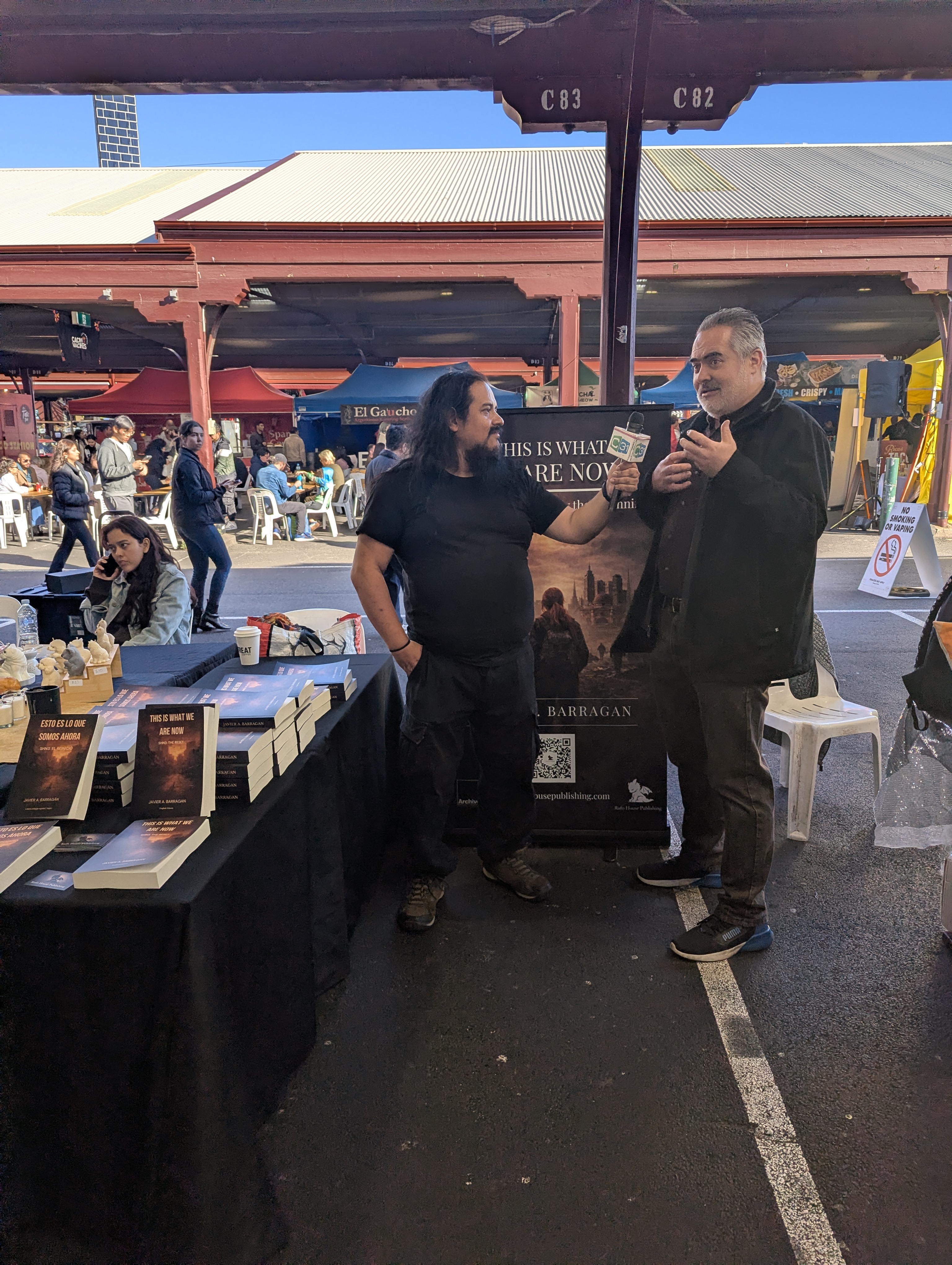 Interview at the booth