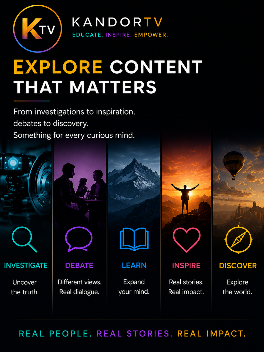Explore Content That Matters โ Investigate, Debate, Learn, Inspire, Discover