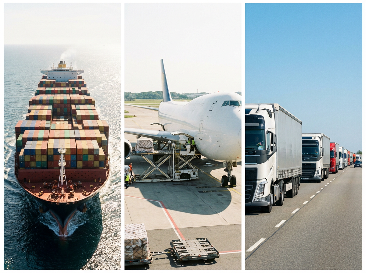 Cargo transport by land, air and sea