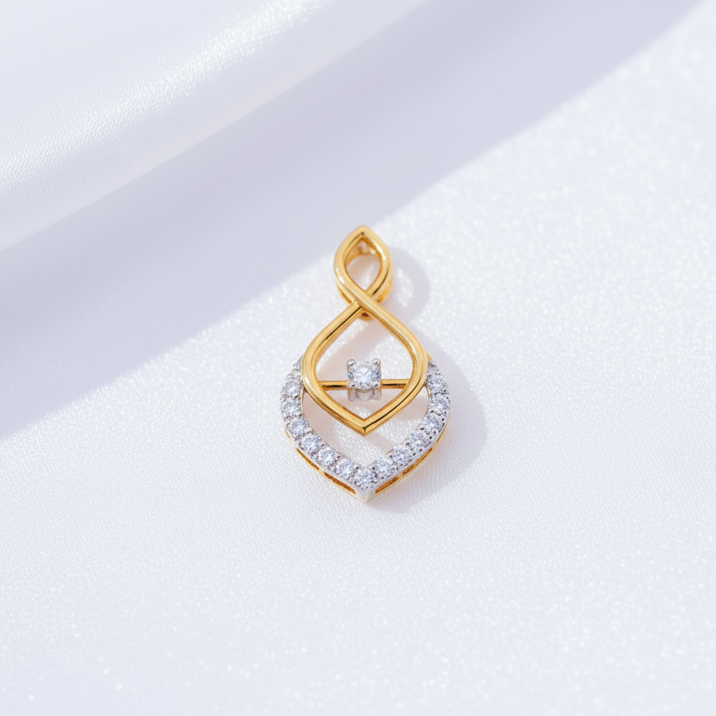 Twisted Teardrop Cluster Diamond Pendant