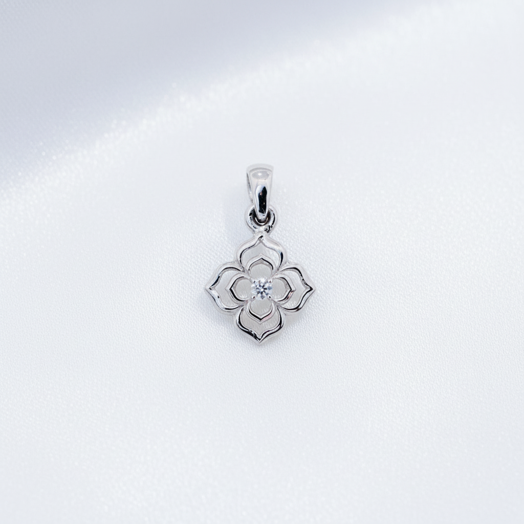 Openwork Flower Diamond Pendant