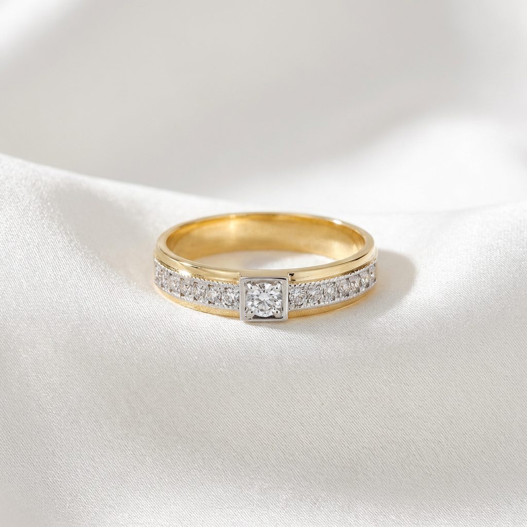 Men's Two-Tone Diamond Pavé Band Ring