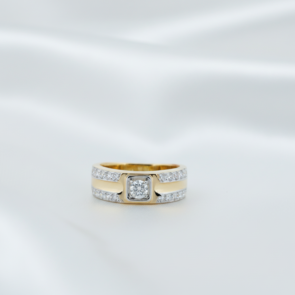Men's Double Row Solitaire Diamond Band Ring