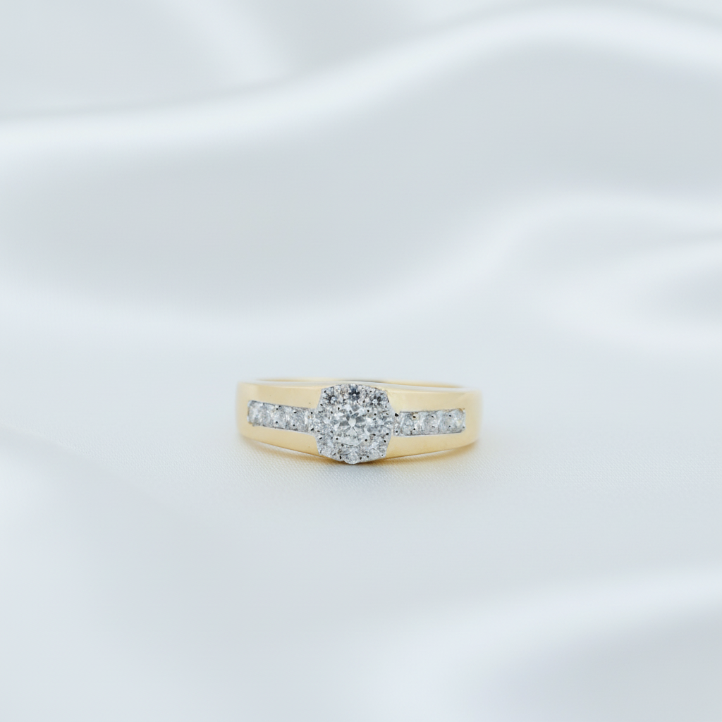 Men's Cushion Halo Diamond Ring with Channel Band