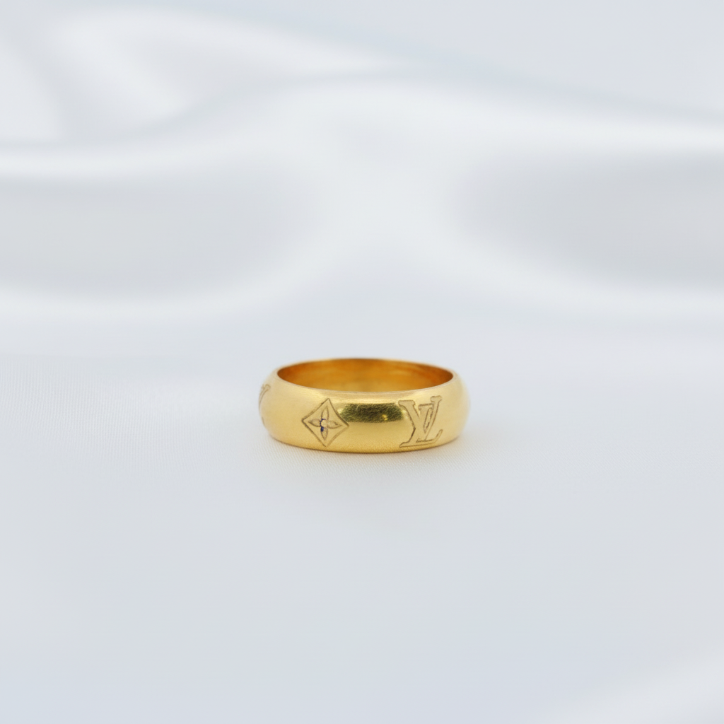 Gold Engraved Dome Ring
