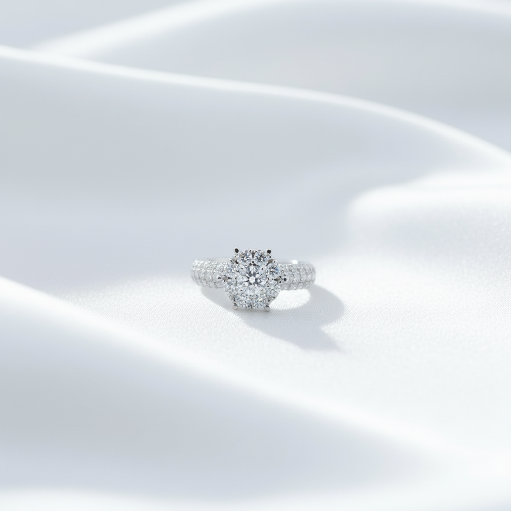 Halo Silk Satin Diamond Ring
