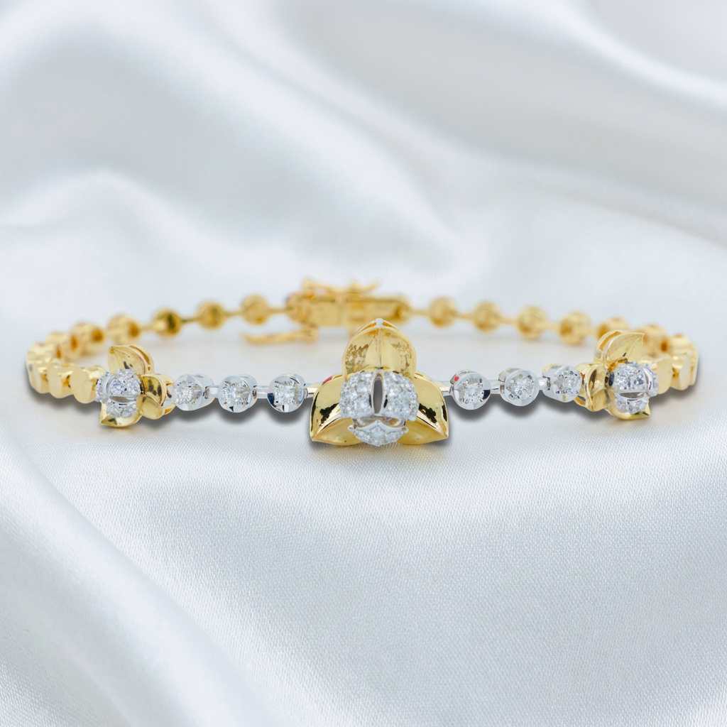 Two-Tone Floral Diamond Bracelet