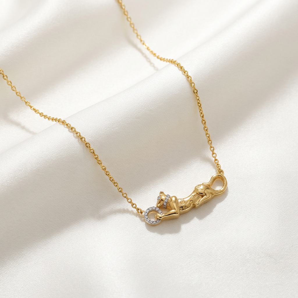 Gold Panther Diamond Chain Necklace