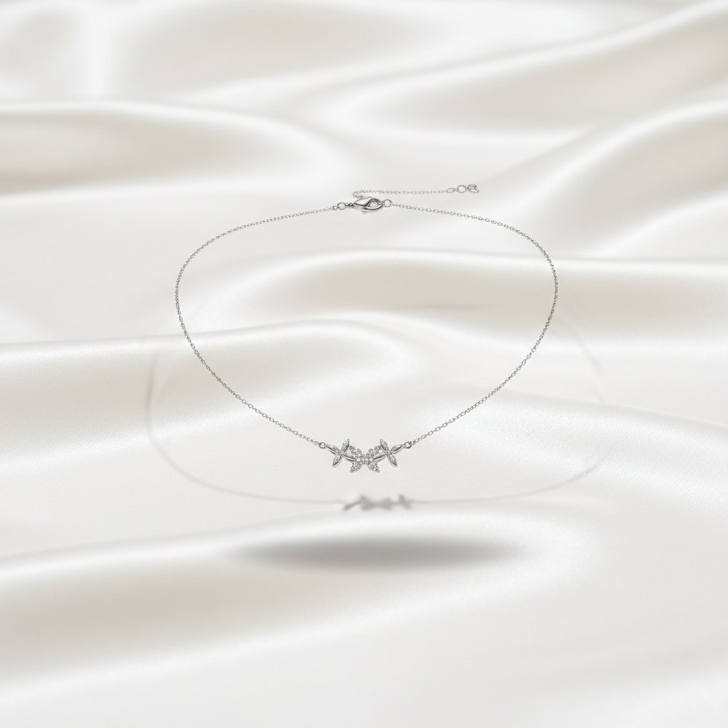 White Gold Triple Star Diamond Necklace