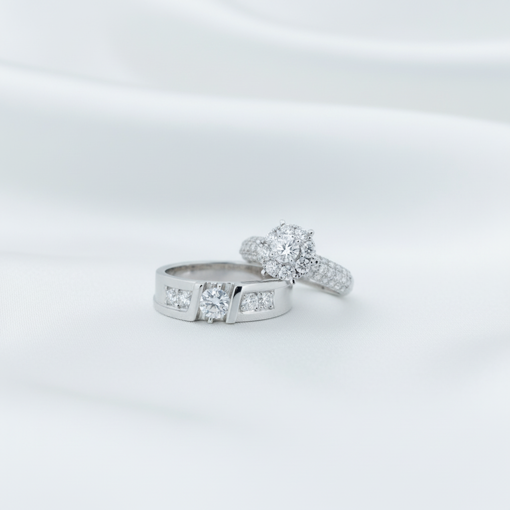 Couple Rings White Silk