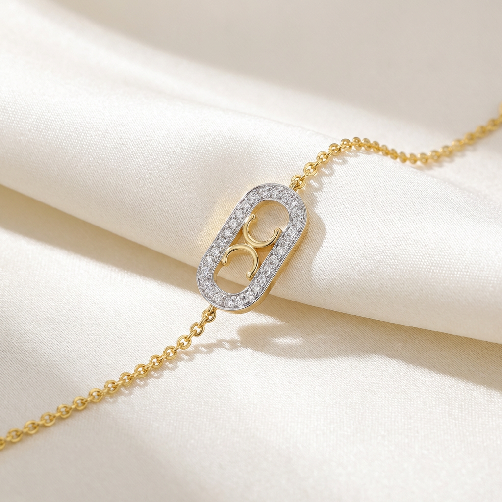 Move Double Crescent Diamond Oval Bracelet