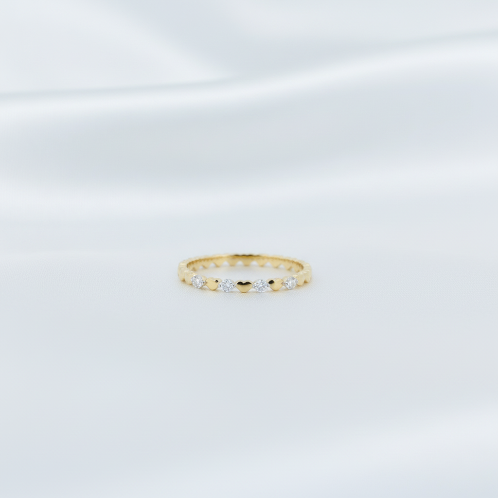Gold Heart Diamond Band Ring