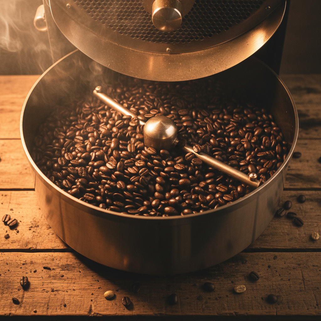 Coffee beans being roasted