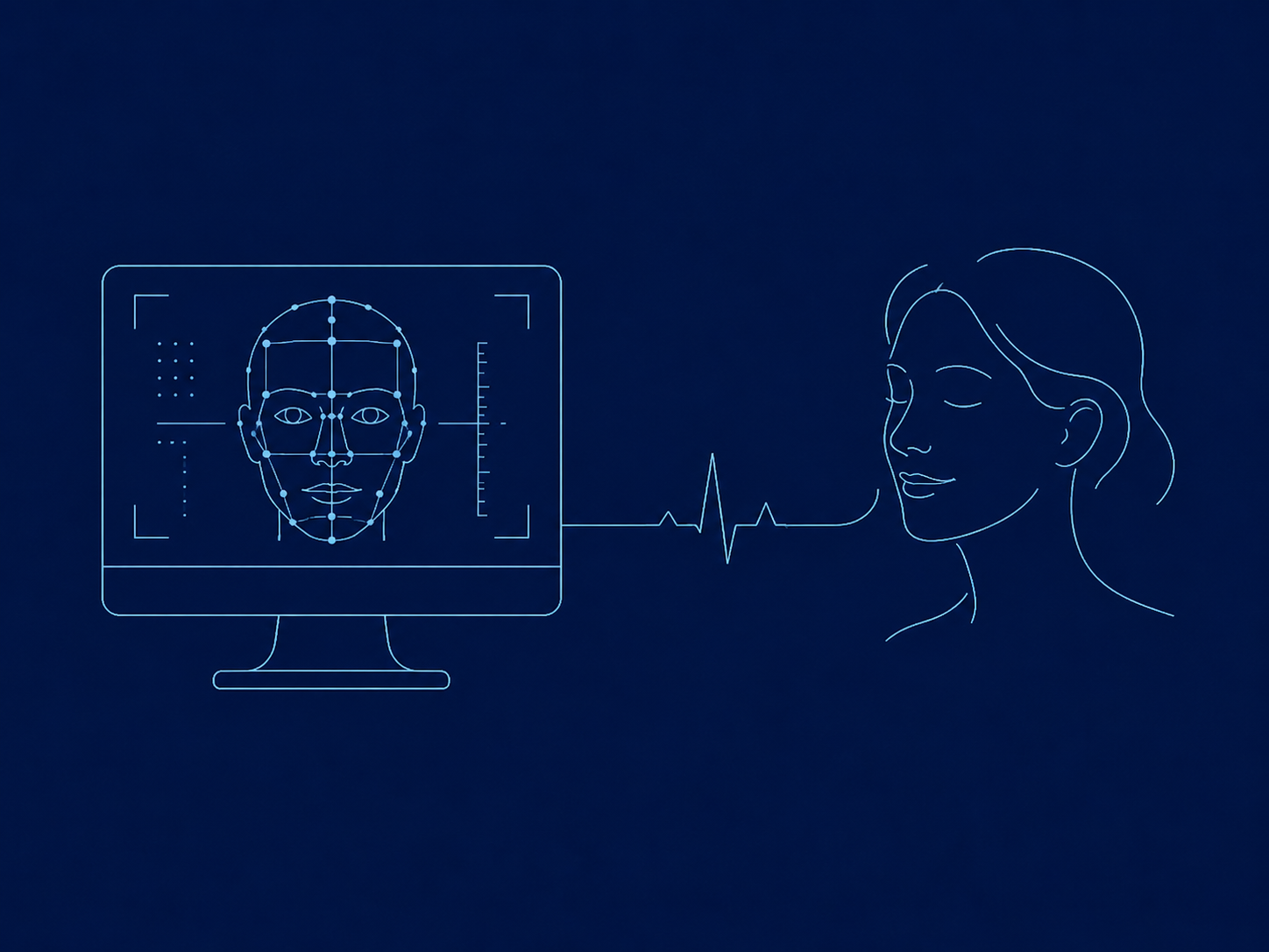 AI facial recognition scanning a person's face, illustrating what machines can and cannot read about humans