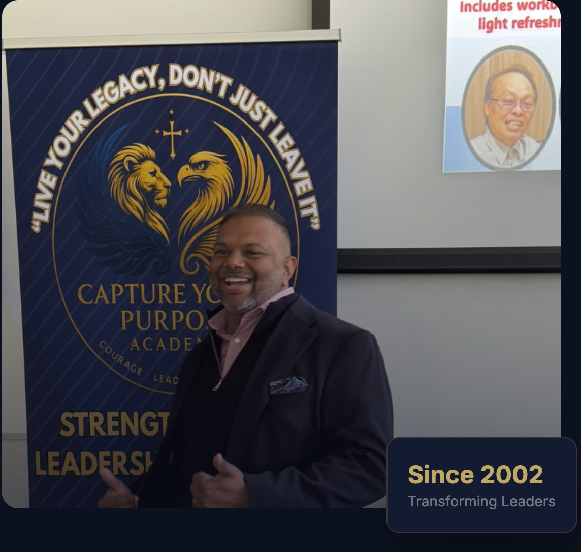 Rueben speaking at a CaptureYourPurpose Academy event