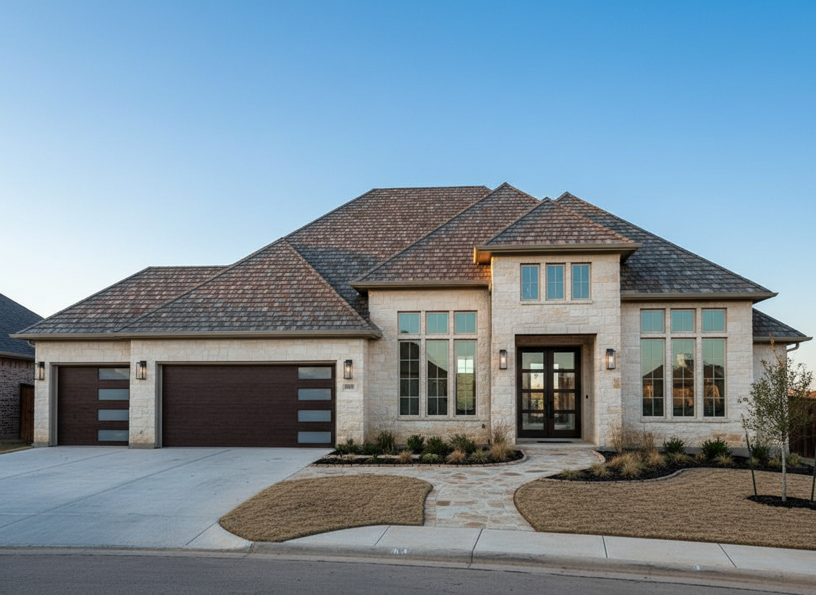 Modern transitional mini mansion with designer architectural shingles — Strong Bond Roofing DFW