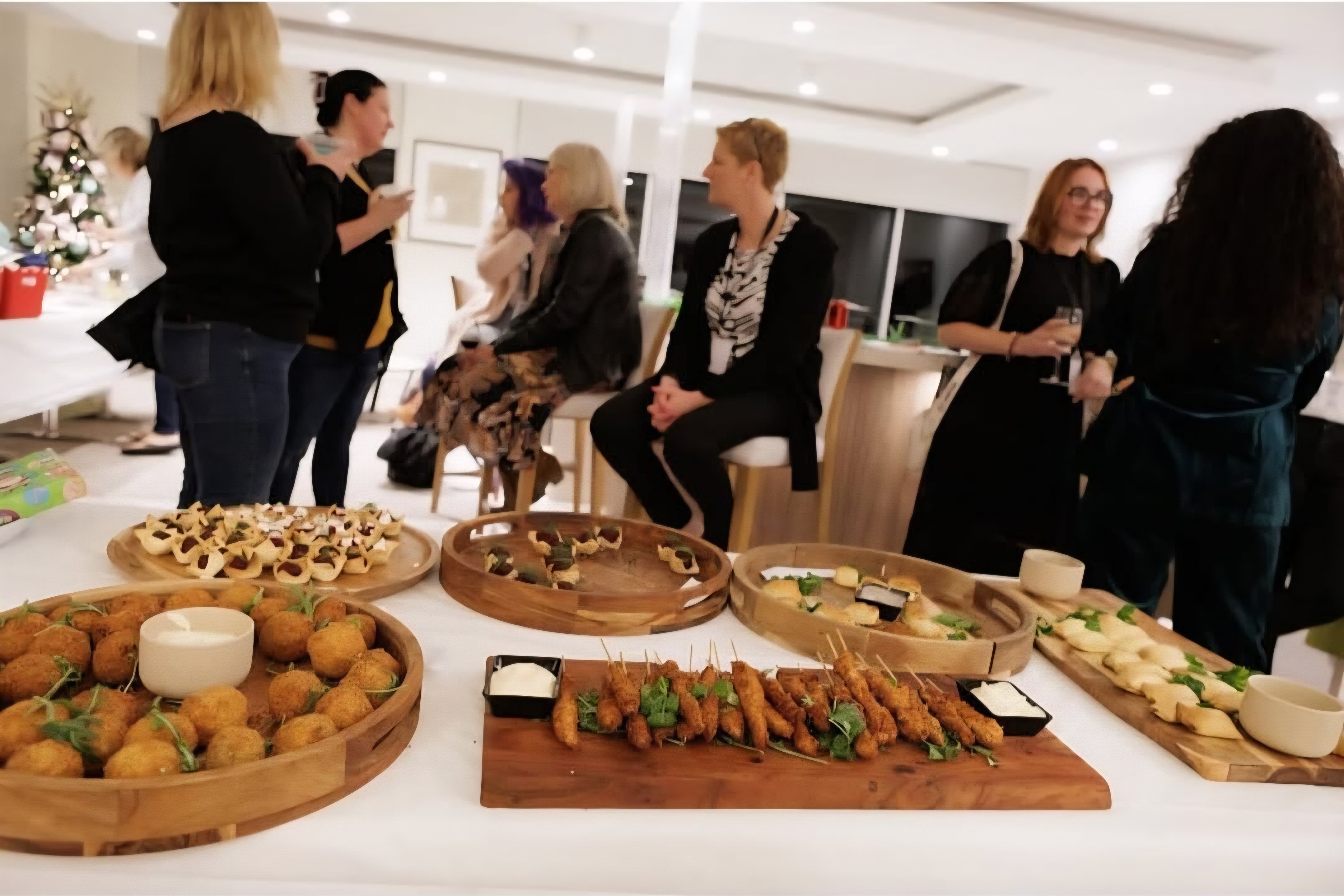 Canapé spread at a corporate cocktail event