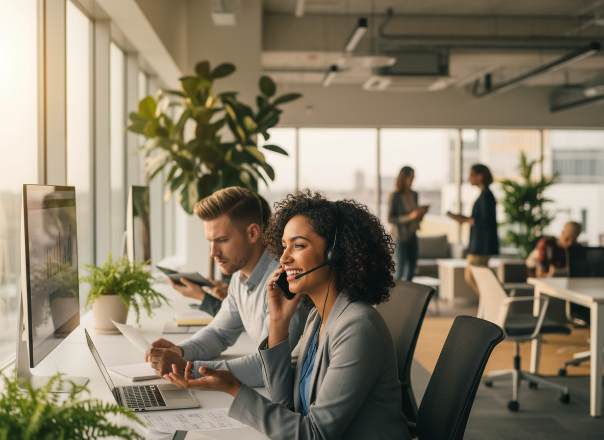 Professional office team providing care support services
